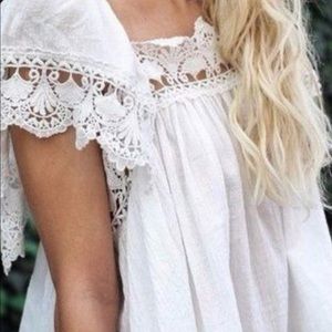 Anthropologie White Crochet Lace Boho Blouse